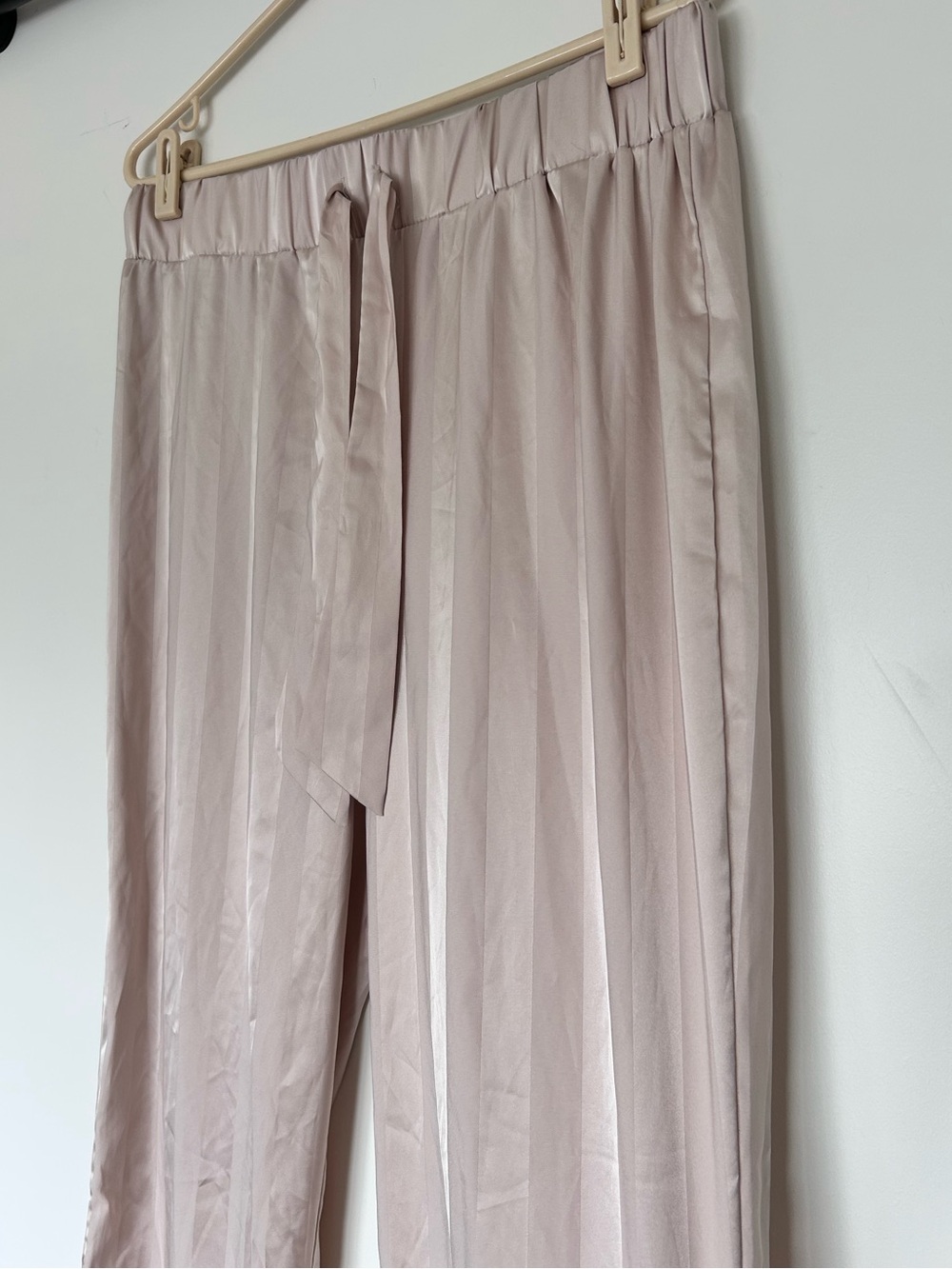 Satin pink stripe sleep pants sz L - Picture 2 of 8